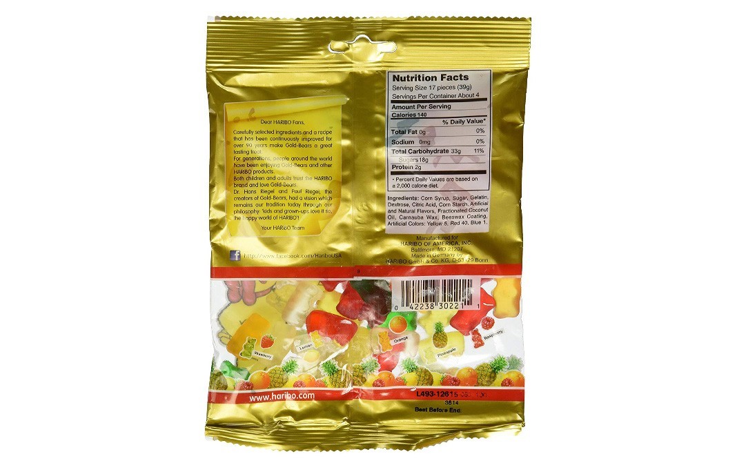 Haribo Gold - Bears Gummi Candy   Pack  142 grams